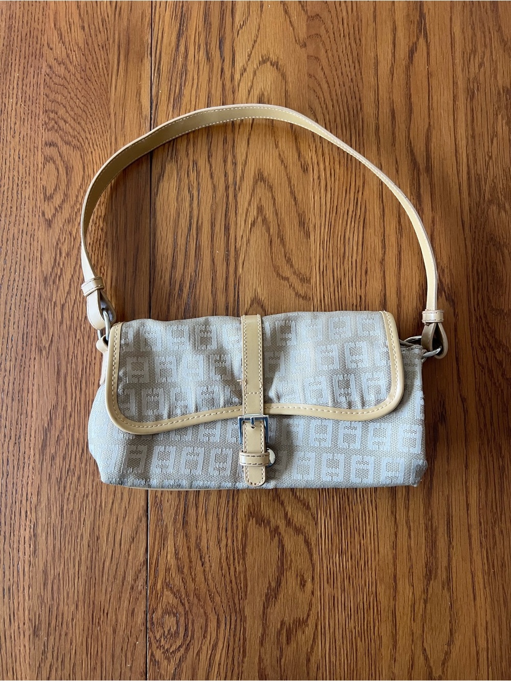 Chateau Beige Monogram Shoulder Bag with Cream Trim